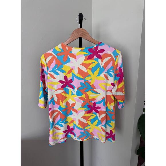 Lands End Performance Colorful Quarter Length Sleeve Blouse - Picture 3 of 3